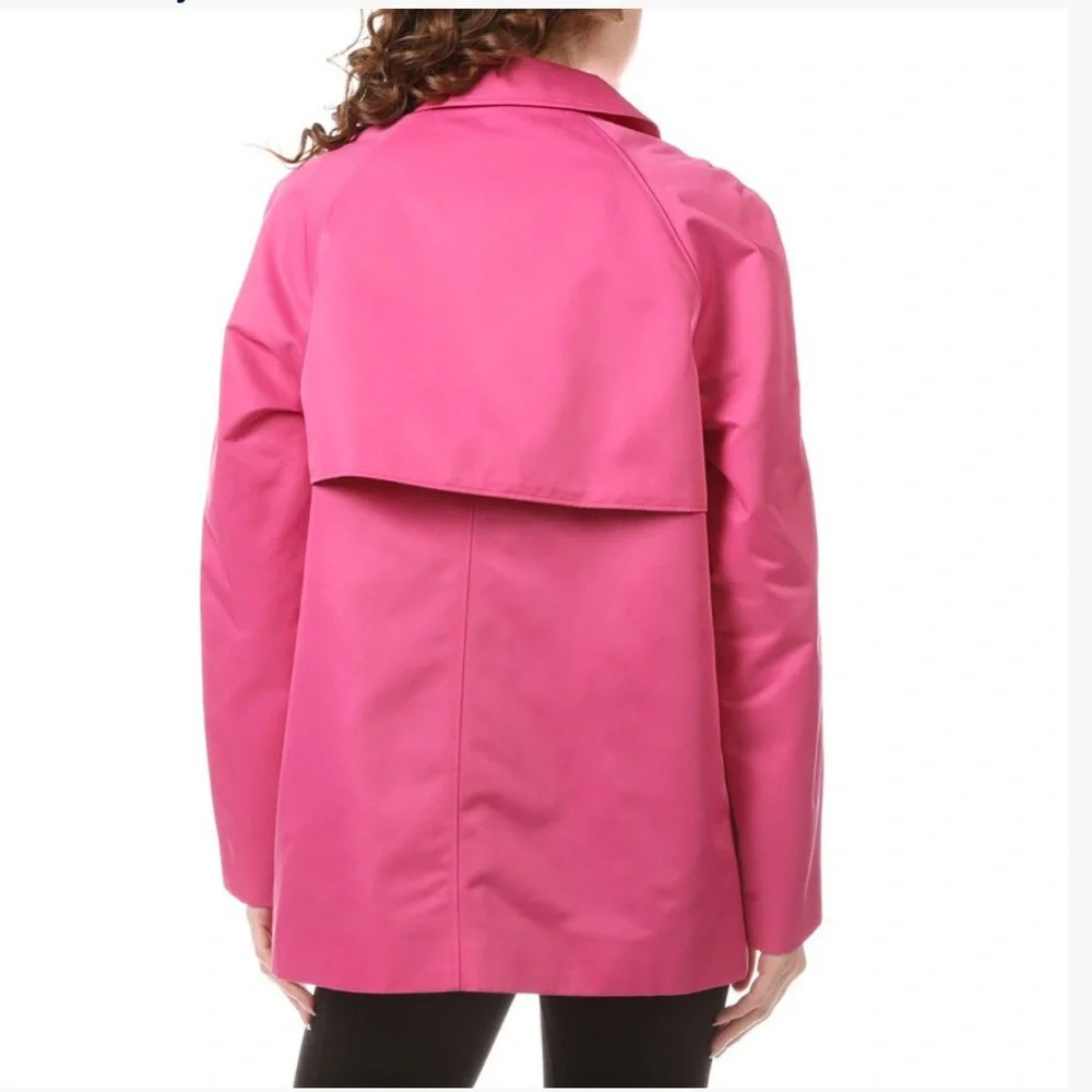 NWT Ellen Tracy Double-Breasted Raincoat In Color Fuchsia